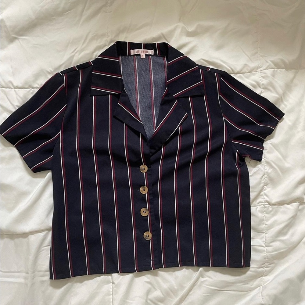 Striped Button Up Cropped Top